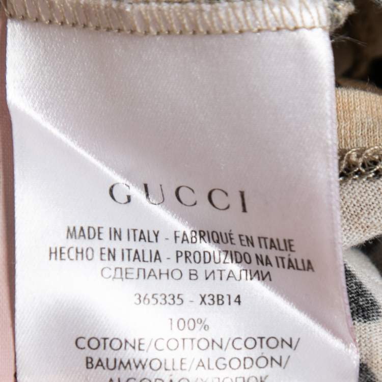 Pre Owned Gucci Beige Leopard Printed Cotton Short Sleeve T-Shirt S