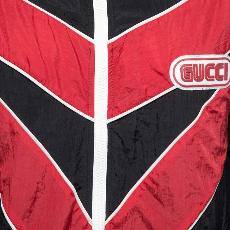 Pre Owned Gucci Black & Red Synthetic Spiritismo Windbreaker Jacket XS