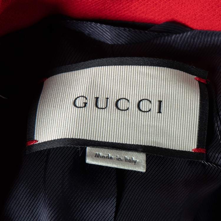 Pre Owned Gucci Color Block Wool Belted Button Front Coat S 