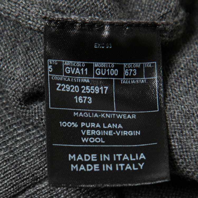 Pre Owned Gucci Grey Wool Knit Web Detail Sleeve V Neck Sweater L