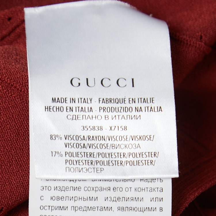 Pre Owned Gucci Red Perforated Knit Top M