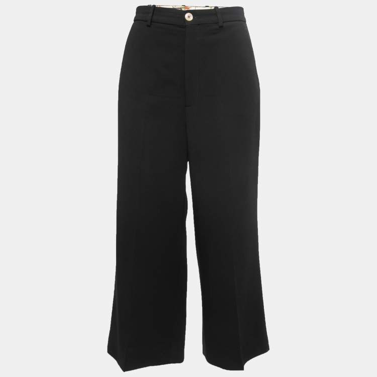Pre Owned Gucci Black Crepe Tailored Flared Trousers S