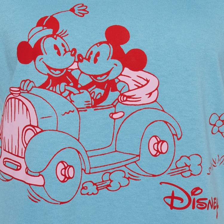 Pre Owned Gucci X Disney Blue Printed Cotton Knit Crewneck T-Shirt XXS