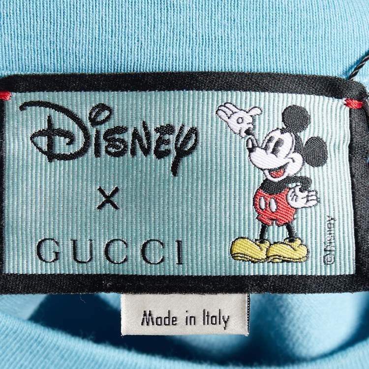 Pre Owned Gucci X Disney Blue Printed Cotton Knit Crewneck T-Shirt XXS