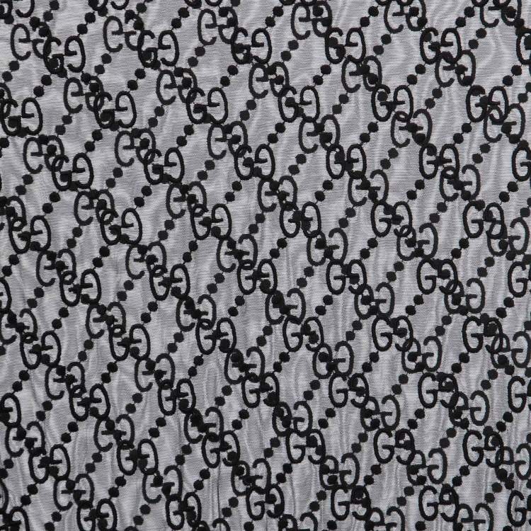 Pre Owned Gucci Black GG Embroidered Tulle T-shirt M