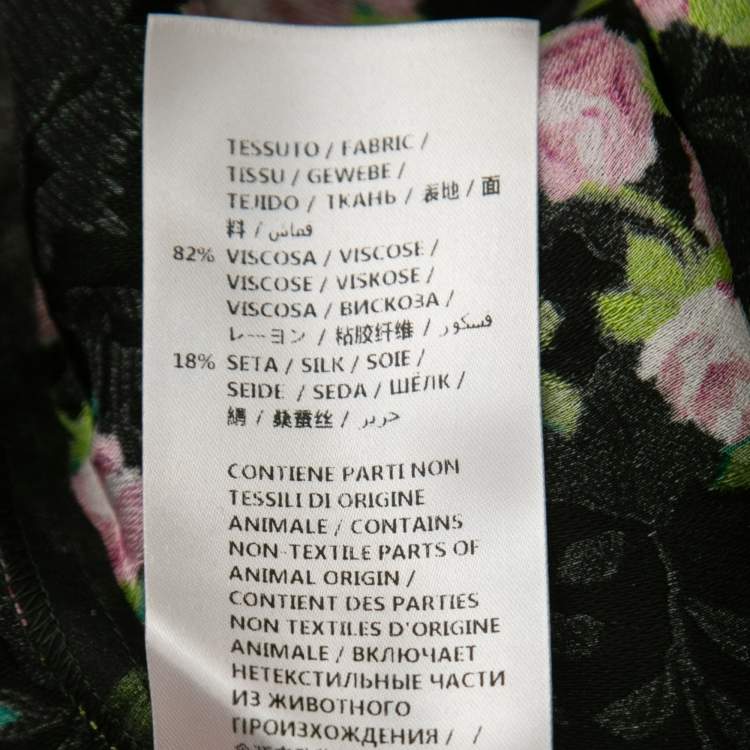 Pre Owned Gucci Black Floral Printed Crepe Blouse S