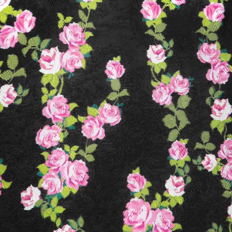 Pre Owned Gucci Black Floral Printed Crepe Blouse S