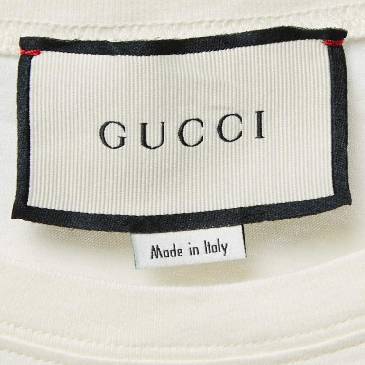 Pre Owned Gucci Cream Cotton Cities Print T-Shirt S