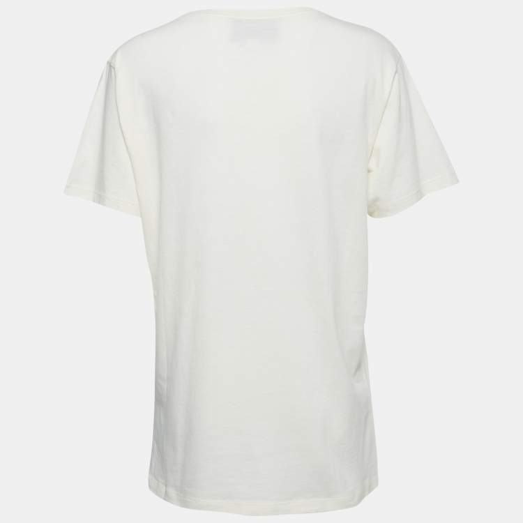Pre Owned Gucci Cream Cotton Cities Print T-Shirt S