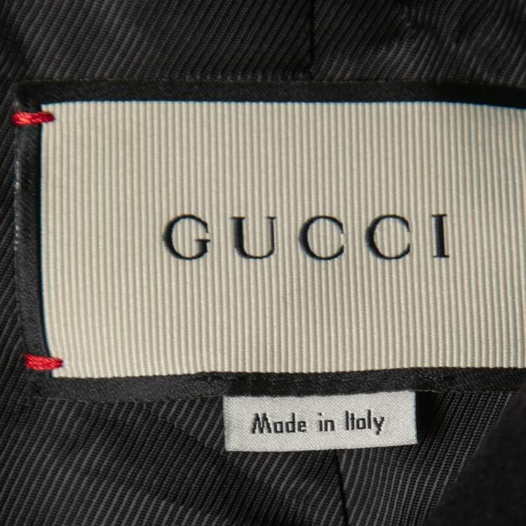 Pre Owned Gucci Black Wool Double-G Detail Coat S