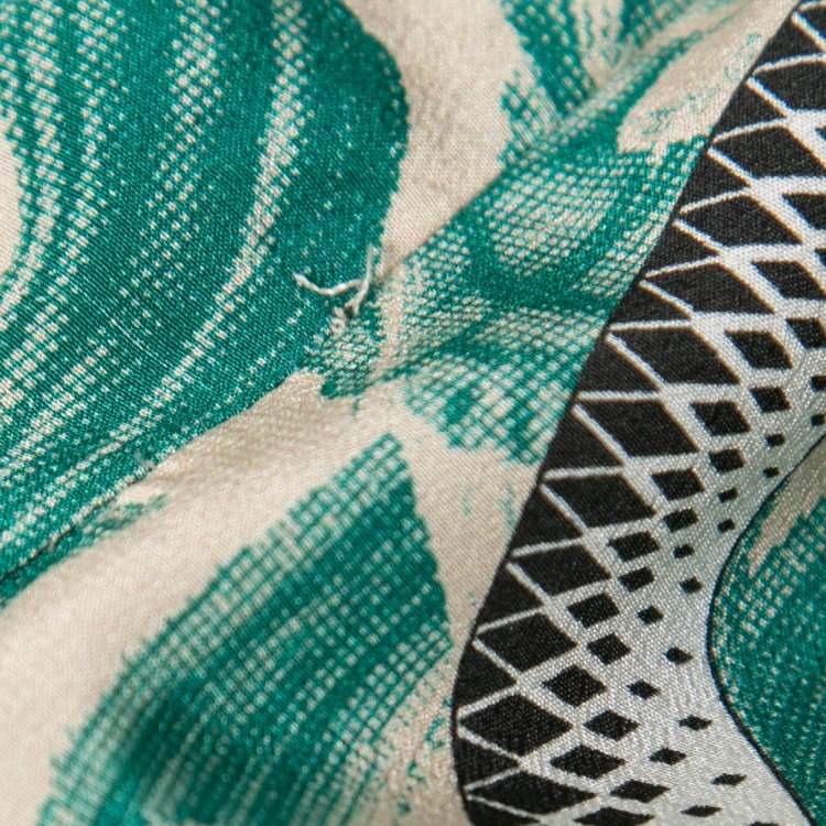 Pre Owned Gucci Green Snake Print Silk Pleated Midi Skirt M