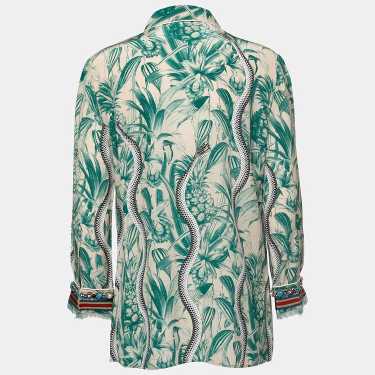 Printed Silk Shirt in Green - Gucci