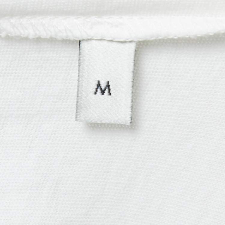 Pre Owned Gucci White Distressed Cotton Logo Print T-Shirt M