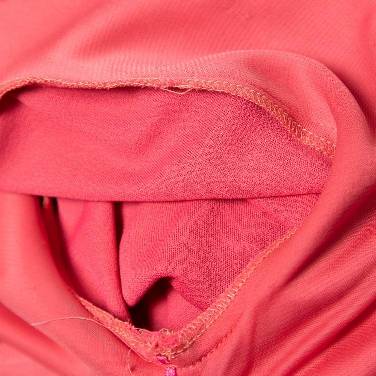 Pre Owned Gucci Pink Jersey Belted Wrap Effect Midi Dress S