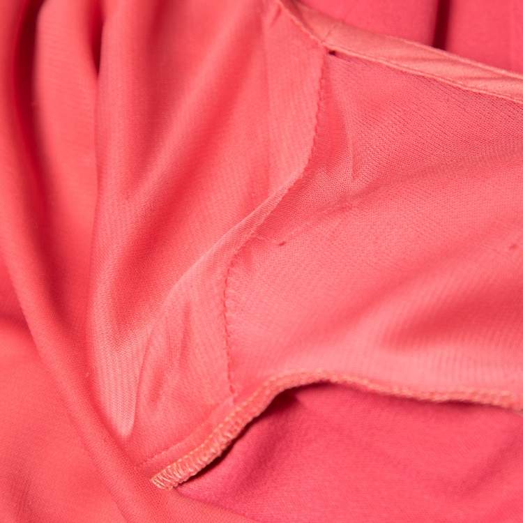 Pre Owned Gucci Pink Jersey Belted Wrap Effect Midi Dress S