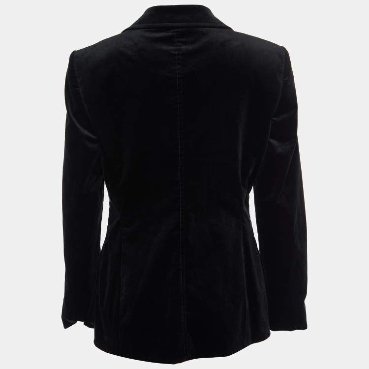 مملوكة مسبقًا Gucci Black Velvet Button Front Blazer L