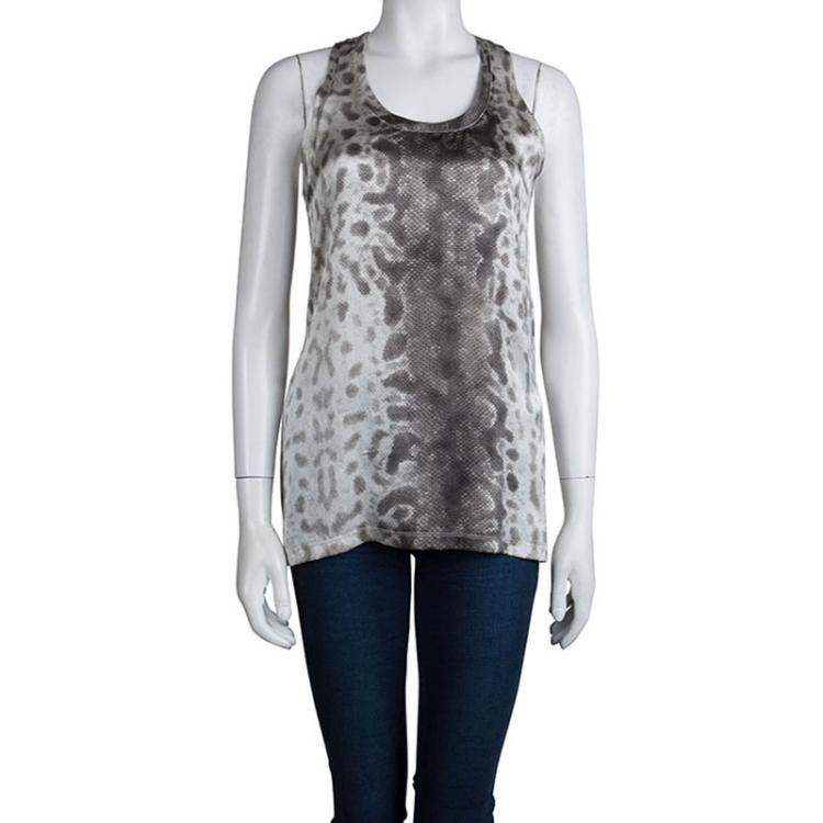 Pre Owned Gucci Snakeskin Print Sleeveless  Racerback Tank Top S