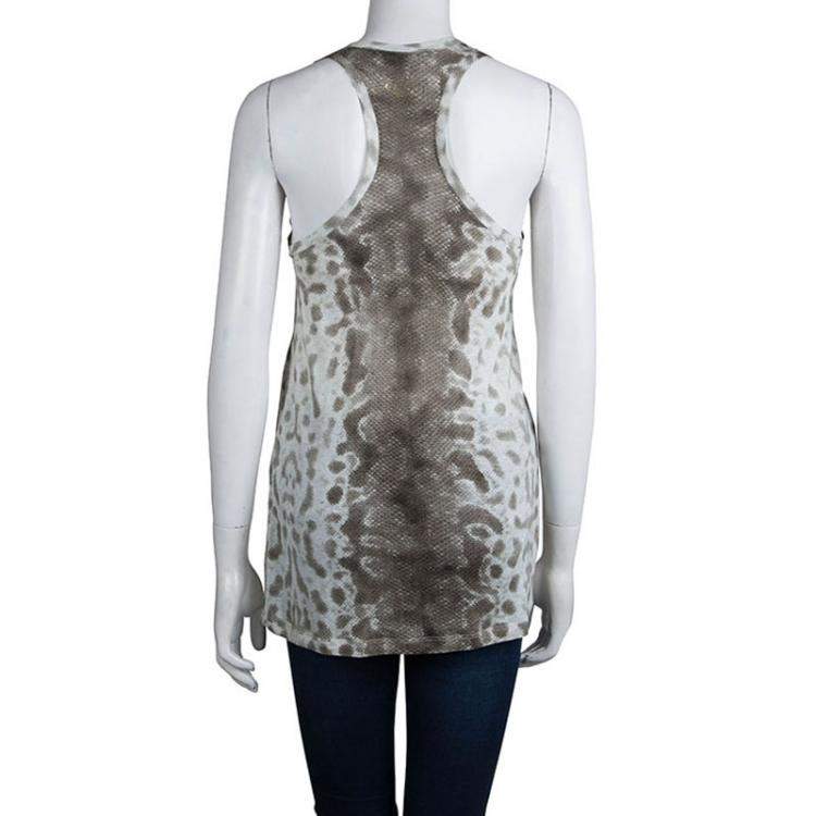 Pre Owned Gucci Snakeskin Print Sleeveless  Racerback Tank Top S