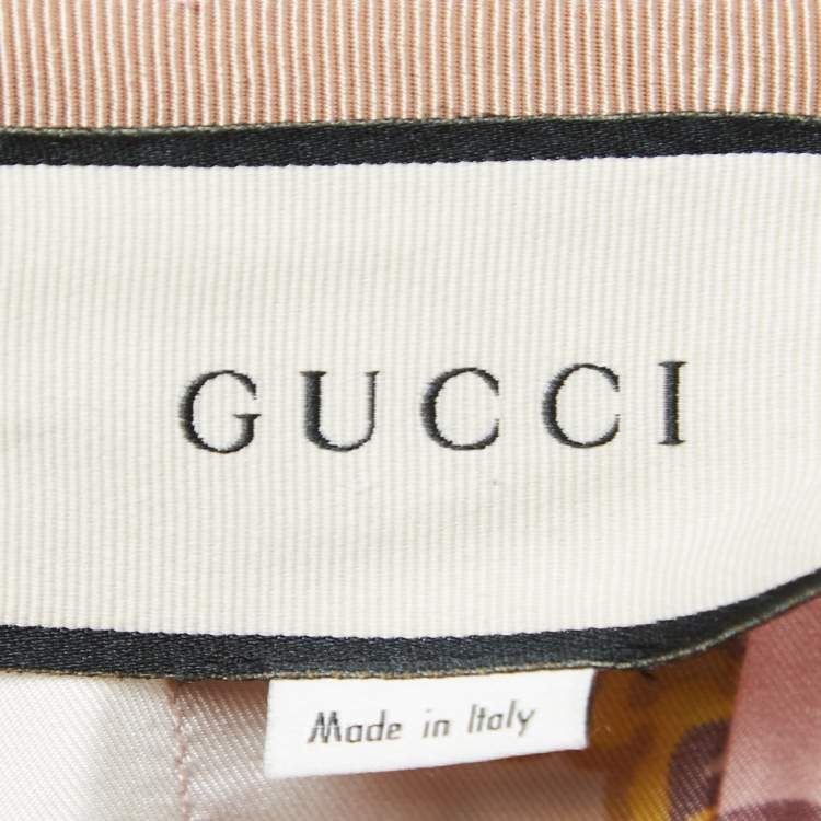 Pre Owned Gucci Pink Marmont GG Doubloon Harness Print Silk Pleated Skirt M