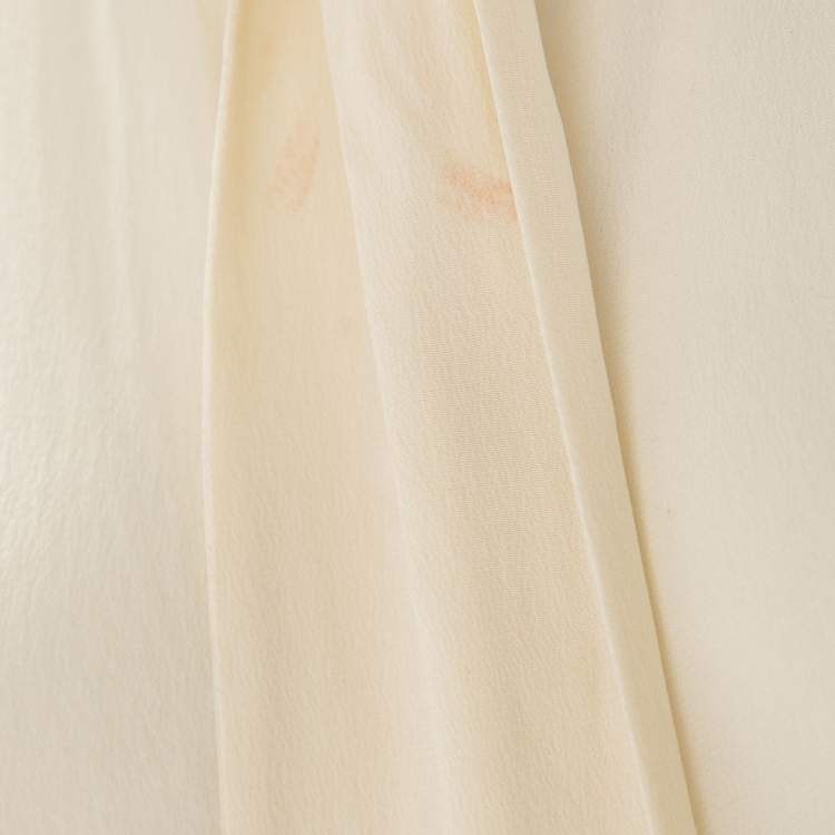 Pre Owned Gucci Cream Silk Bow Tie Detail Shirt M
