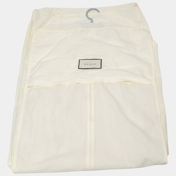 Pre Owned Gucci Cream Silk Bow Tie Detail Shirt M