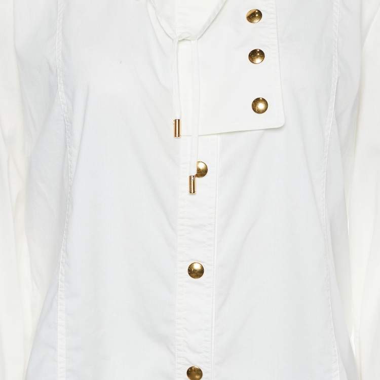 Pre Owned Gucci White Cotton Button Detail Long Sleeve Shirt M