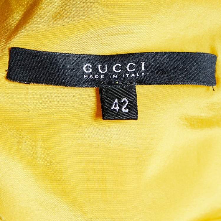 Pre Owned Gucci by Tom Ford Yellow Silk Embellished Strapless Mini Dress M