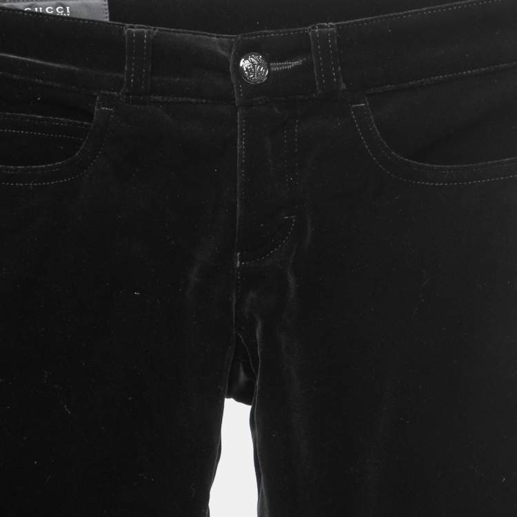 Pre Owned Gucci Black Velvet Skinny Jeans S Waist 30"