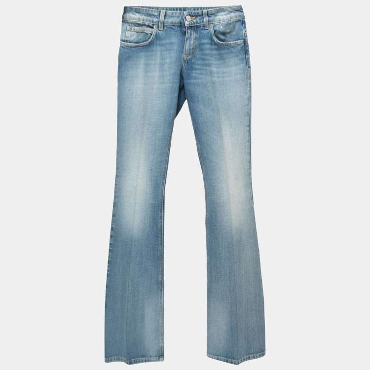 مملوكة مسبقًا Gucci Blue Distressed Denim Flared Jeans S Waist 26"