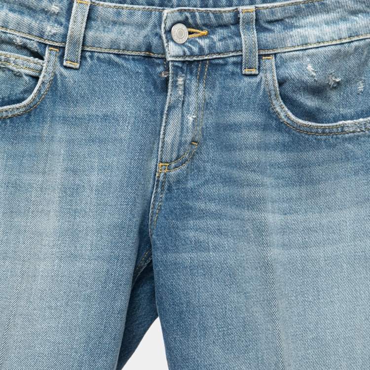 مملوكة مسبقًا Gucci Blue Distressed Denim Flared Jeans S Waist 26"