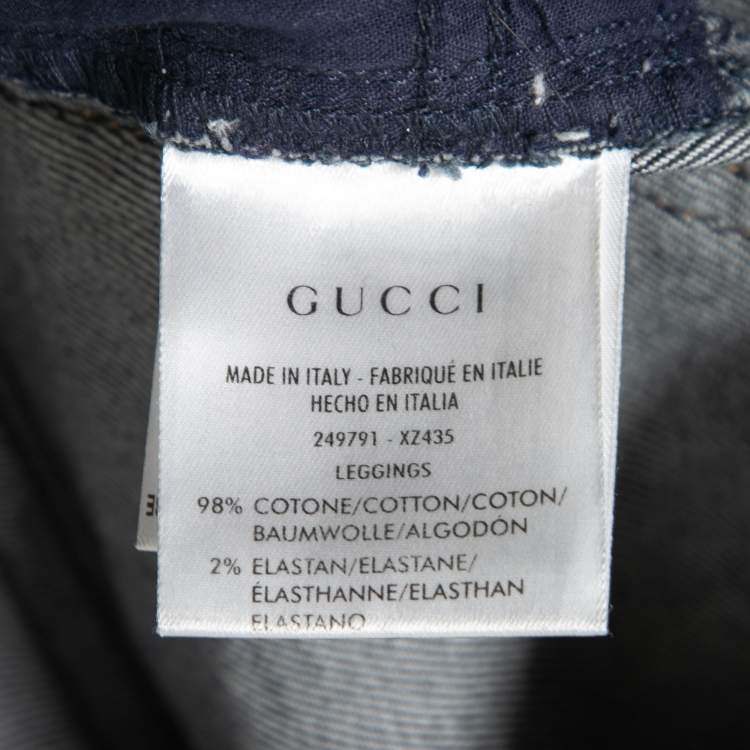 Pre Owned Gucci Dark Blue Denim Web Cuff Detail Slim Fit Jeans S/Waist 30"