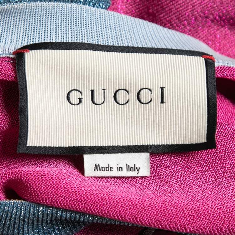 Pre Owned Gucci Multicolor Lurex Knit Tiger Intarsia Pullover S