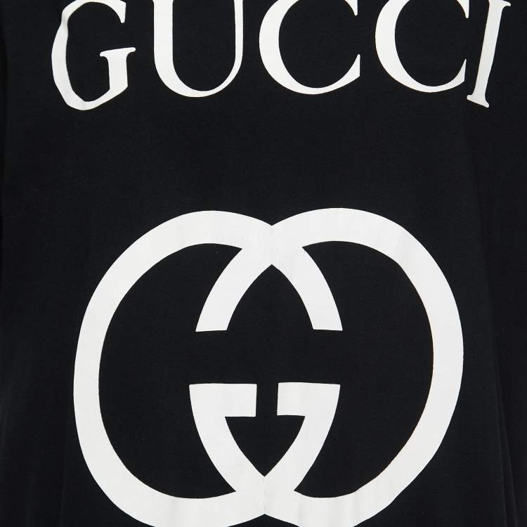Pre Owned Gucci Black Interlocking G Print Cotton Oversized T-Shirt M