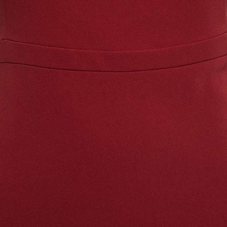 Pre Owned Gucci Red Crepe Off Shoulder Midi Dress S