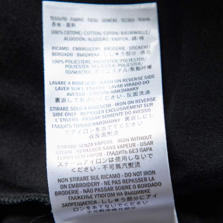 Pre Owned Gucci Black Cotton Knit Embroidered Sleeve Detail T-Shirt M