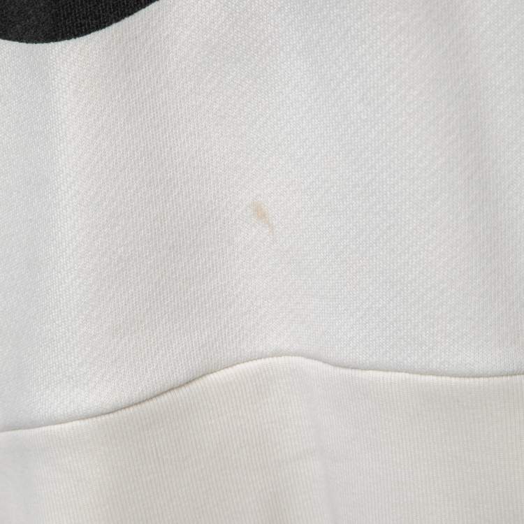 Pre Owned Gucci White Logo Printed Cotton Oversize Hoodie XS