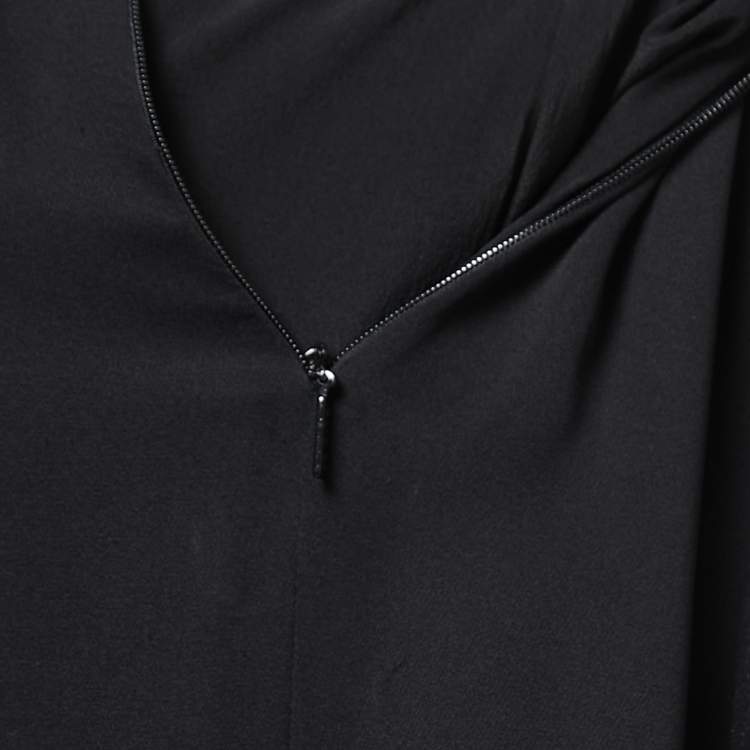 مملوكة مسبقًا Gucci Black Silk Ruffled Neck Tie Back Long Dress S
