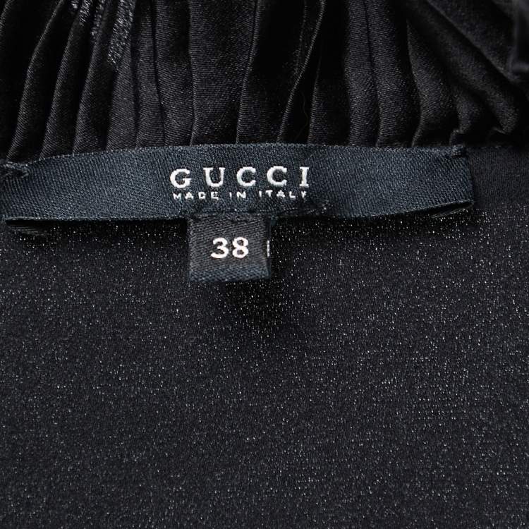 مملوكة مسبقًا Gucci Black Silk Ruffled Neck Tie Back Long Dress S