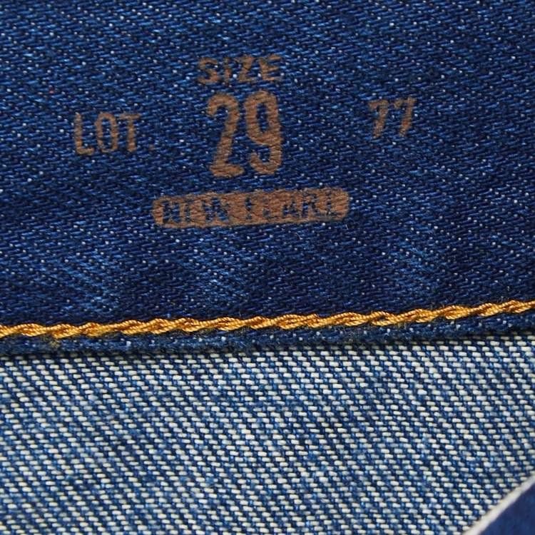 Pre Owned Gucci Blue Denim Floral and Butterfly Embroidered Flared Jean M