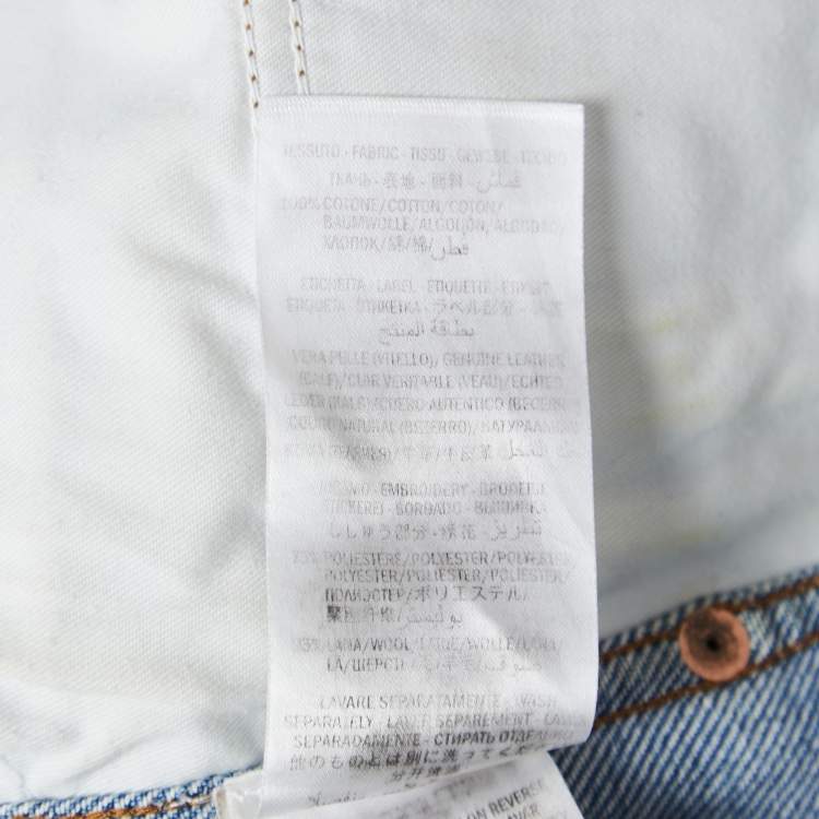 مملوكة مسبقًا Gucci Blue Denim Butterfly Patch Straight Fit Jeans M Waist 33"