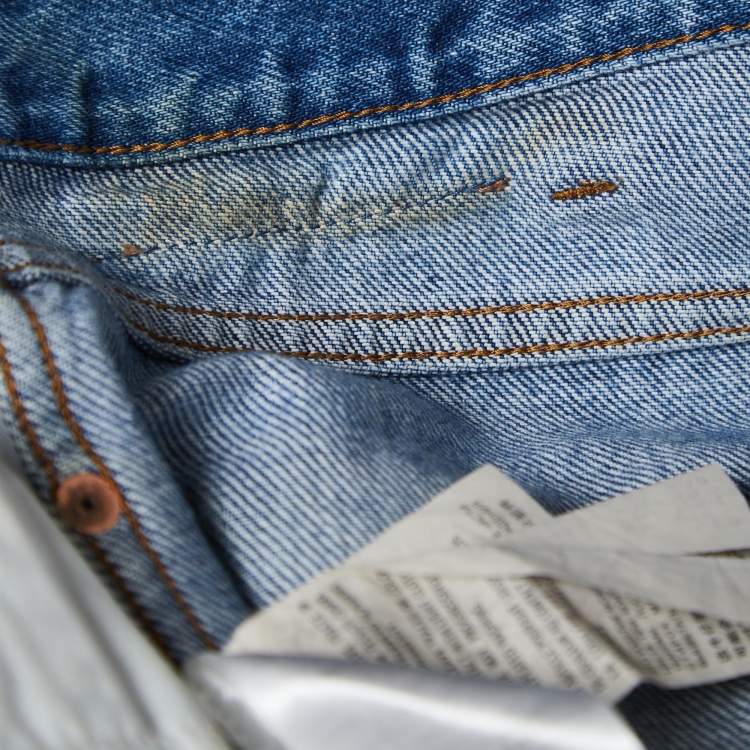 مملوكة مسبقًا Gucci Blue Denim Butterfly Patch Straight Fit Jeans M Waist 33"