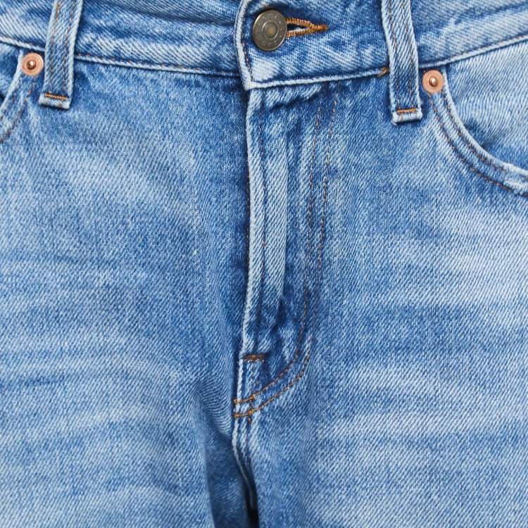 مملوكة مسبقًا Gucci Blue Denim Butterfly Patch Straight Fit Jeans M Waist 33"