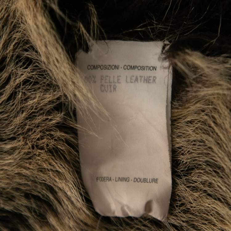 مملوكة مسبقًا Gucci Vintage Brown Leather Fur Trimmed Button Front Jacket S