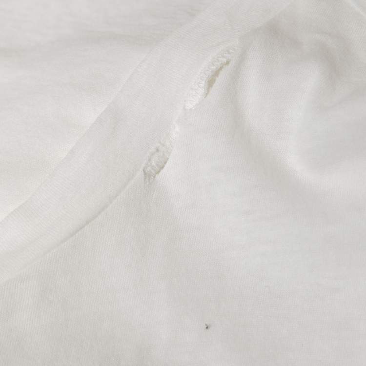 Pre Owned Gucci White Vintage Logo Print Cotton Distressed Oversize T-Shirt M