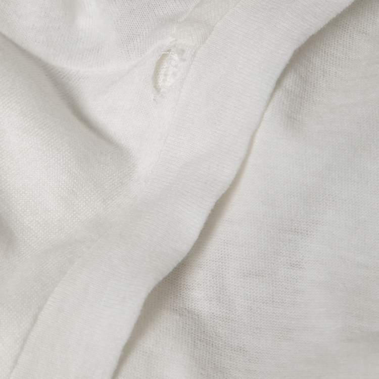 Pre Owned Gucci White Vintage Logo Print Cotton Distressed Oversize T-Shirt M