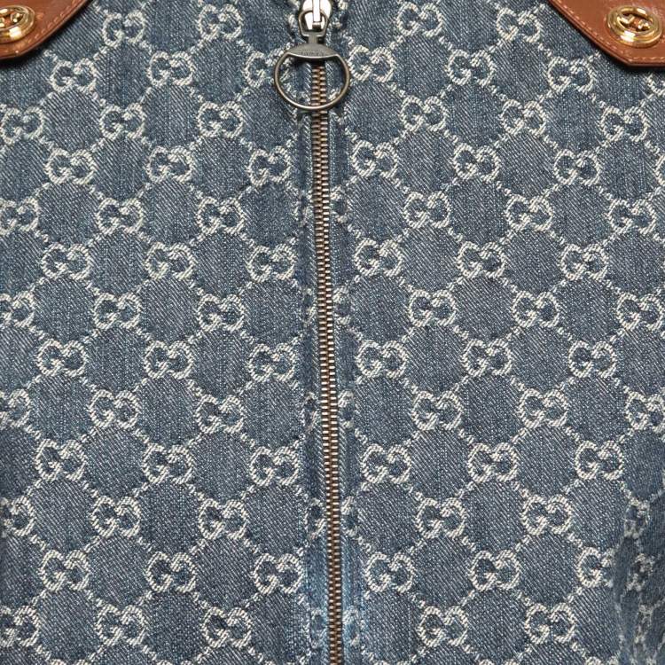مملوكة مسبقًا Gucci Blue GG Supreme Denim Mini Dress L