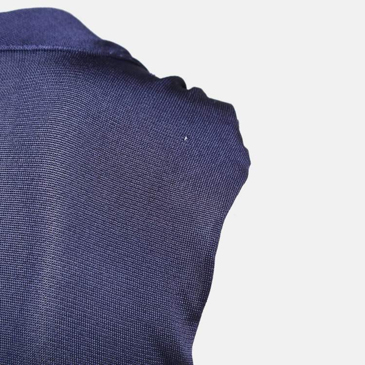 Pre Owned Gucci Navy Blue Knit Sleeveless Cowl Neck Top S
