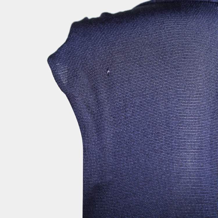 Pre Owned Gucci Navy Blue Knit Sleeveless Cowl Neck Top S