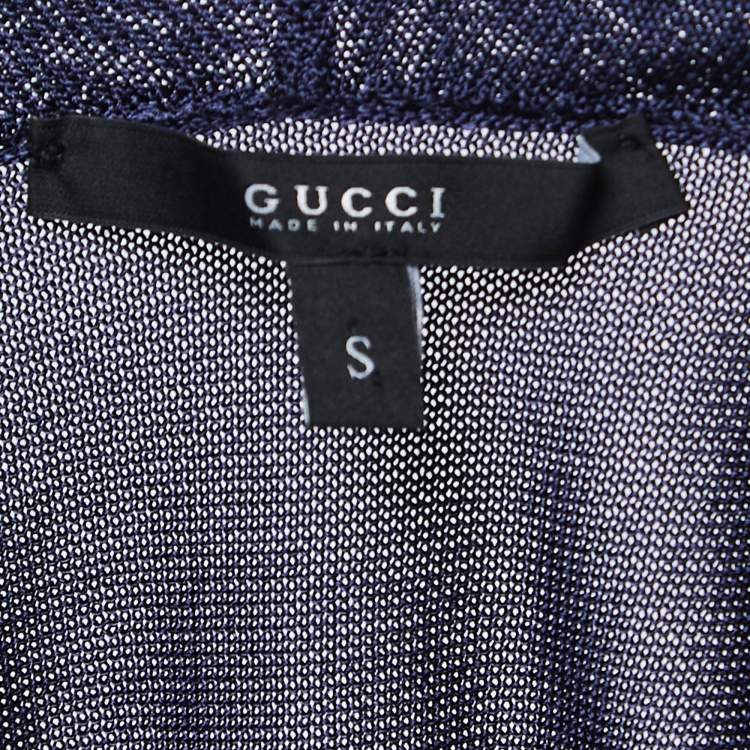 Pre Owned Gucci Navy Blue Knit Sleeveless Cowl Neck Top S