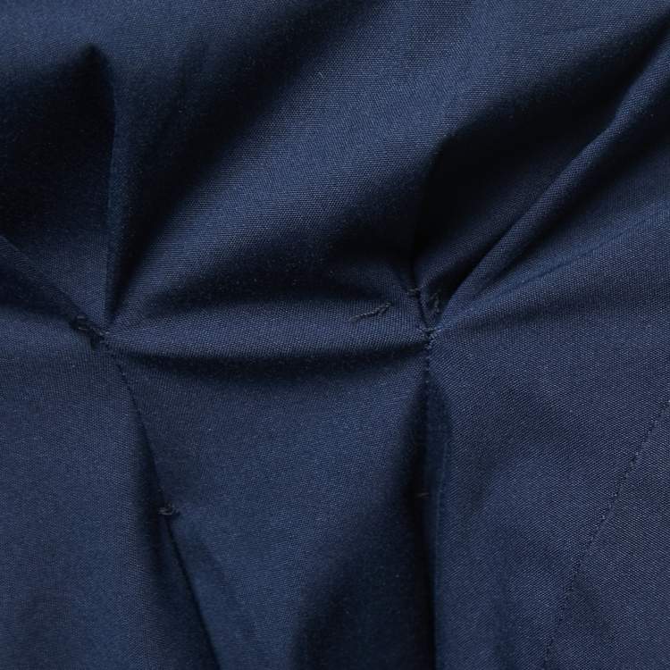 مملوكة مسبقًا Gucci Navy Blue Cotton Pleated Detail Shirt S